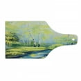 thumbnail image 1 of Country Cutting Board, Pastoral Paint of a Forest in the Spring Time with Fresh Colored Leaves Trees Art, Tempered Glass Cutting and Serving Board, Wine Bottle Shape, Green Blue, by Ambesonne, 1 of 1