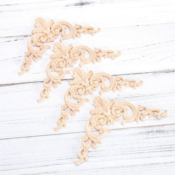 Toddmomy 4Pcs Ornate Molding Trim Light Yellow 11.8X11.8X0.3In Bamboo Material Classic Design Homeowners Use