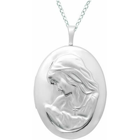 Sterling Silver Oval-Shaped Mother and Child Locket