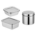 thumbnail image 1 of 3pcs Stainless Steel Sample Boxes Canteen Crisper Boxes with Lid (Silver), 1 of 8