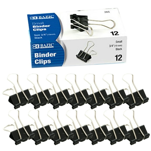 BAZIC Binder Clips Small Black 3/4" (19mm), Paper Clamps Paper Clip