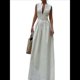 thumbnail image 1 of Vestido Midi Informal de Verano para Mujer, con Escote en V Profundo, Cremallera, Mangas , Cintura Elástica Fruncida y Bolsillos. Crema S, 1 of 10
