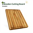 thumbnail image 3 of Cutting Board, Rectangle Shape Real Teak Wood Cutting Boards for Kitchen, Set of 3 Wooden Chopping Board with Juice Groove for Meat and Vegetables 24 Inches, Pack of 3 Pieces, 3 of 7