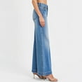 thumbnail image 4 of LWavelet Womens High Waisted Wide Leg Cuffed Jeans Daily Casual Denim Pants Blue M, 4 of 6