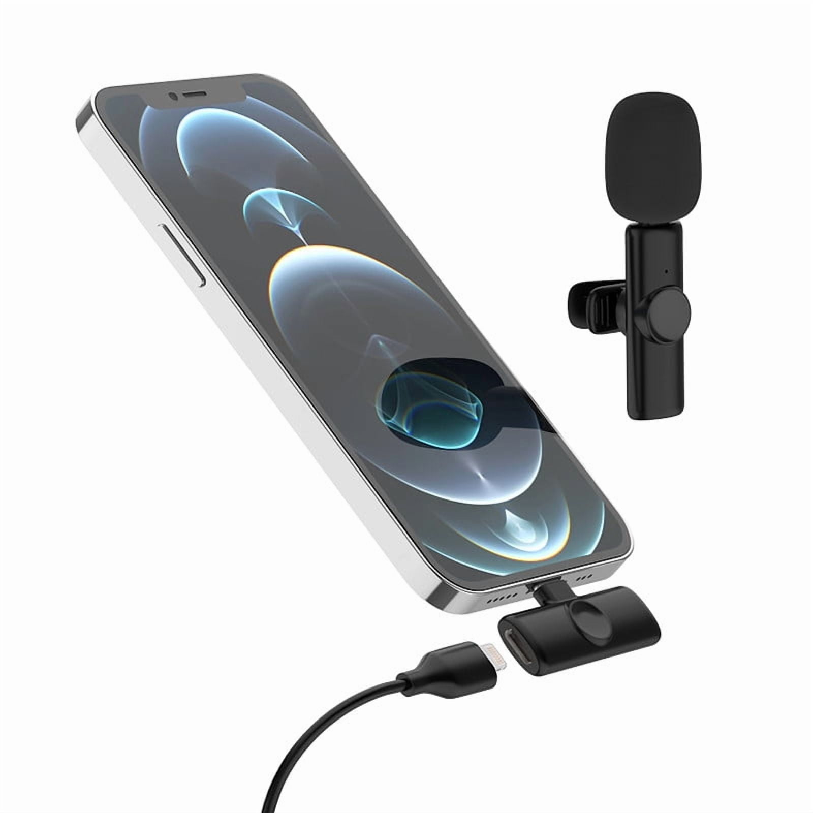 Wireless Lavalier Microphone with Auto Noise Cancellation, Reverb&Real-Time Monitoring, Clip-on Mic for Video Live Stream Outdoor Interview Audio Recording, Plug & Play for iPhone Android Camera Vlog