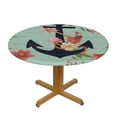 thumbnail image 3 of ONETECH  Retro Floral Anchor Flowers Crocus Vintage Fitted Tablecloth Round with Elastic Edged, Waterproof Wipe Clean Table Cover for Outdoor Indoor Patio Kitchen, 3 of 7
