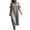 Gray, variant on Antinious Ladies V-Neck Short Sleeve Solid Lightweight Versatile Casual Long Dress with Side Pocket Layout