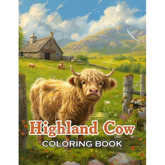 Highland Cow Coloring Book: 100 Unique and Beautiful Designs for All Ages, (Paperback)