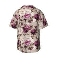 thumbnail image 4 of Goofa Rose Flowers Printed Men's Casual Short-sleeved Shirt,Lightweight Breathable Button-down,Summer Casual men's top,Versatile Fashion shirt-Medium, 4 of 7