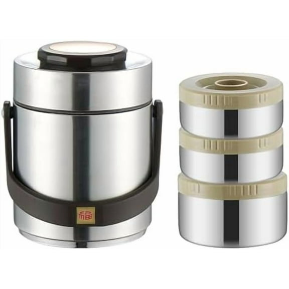 Thermos for Hot Food, Insulated Food Container, Stainless Steel Bento Boxes, Soup Thermos with Three Compartments for Adults Lunch, Office Meals, Outdoor Meals