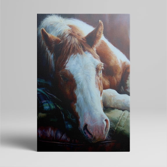1pc Realistic Brown - and - White Horse Lying Down Framed Decor room hanging Wall Picture Decor for Home Gifts, living room, bathroom, bedroom, kitchen wall art decor canvas wall art
