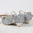 thumbnail image 5 of WYQLFSB Toddler Beach Sandals Toddler Little Infant Slippers Kid Girls Dress Pumps Glitter Sequins Princess Bowknot Low Heels Party Dance Shoes Rhinestone Sandals Glitter Sequins Bowknot Low Toddler, 5 of 6