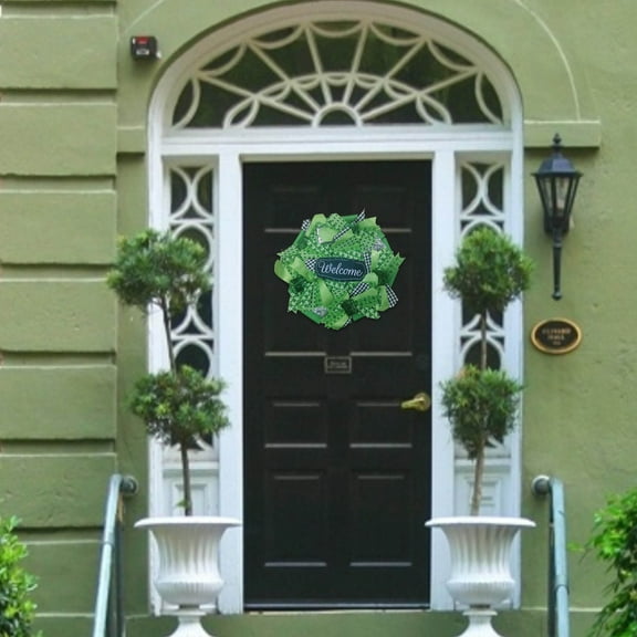 VOTRUDI Spring Saint Patrick's Day Front Door Wreath,St. Patrick's Day Wreaths for Front Door,Mini Leprechaun Wreath with Clovers St. Paddy's Day Decorations,12x12in，Green