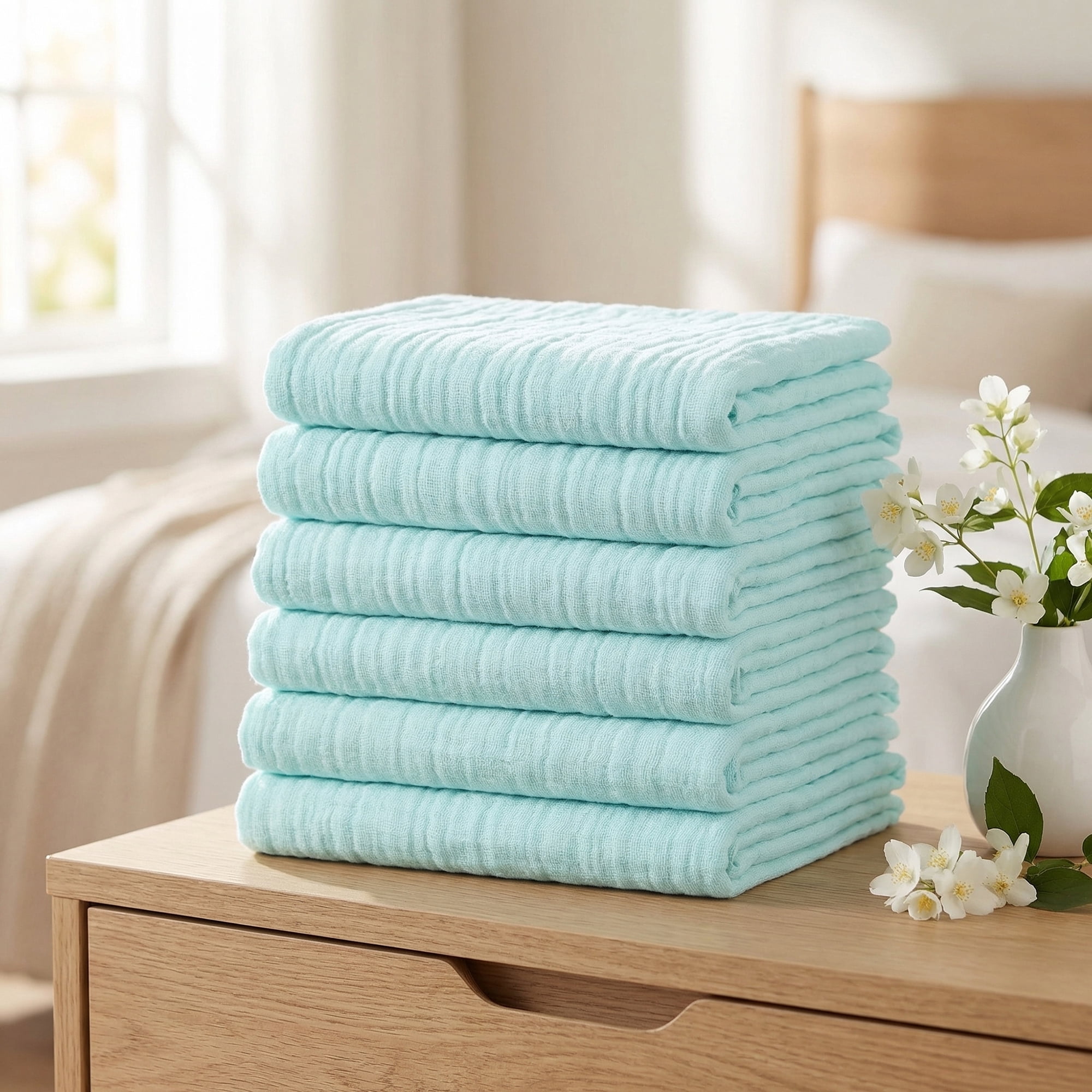 Unique Bargains 12" X 12" Cotton Washcloths Absorbent Reusable Washcloths Green 6pk