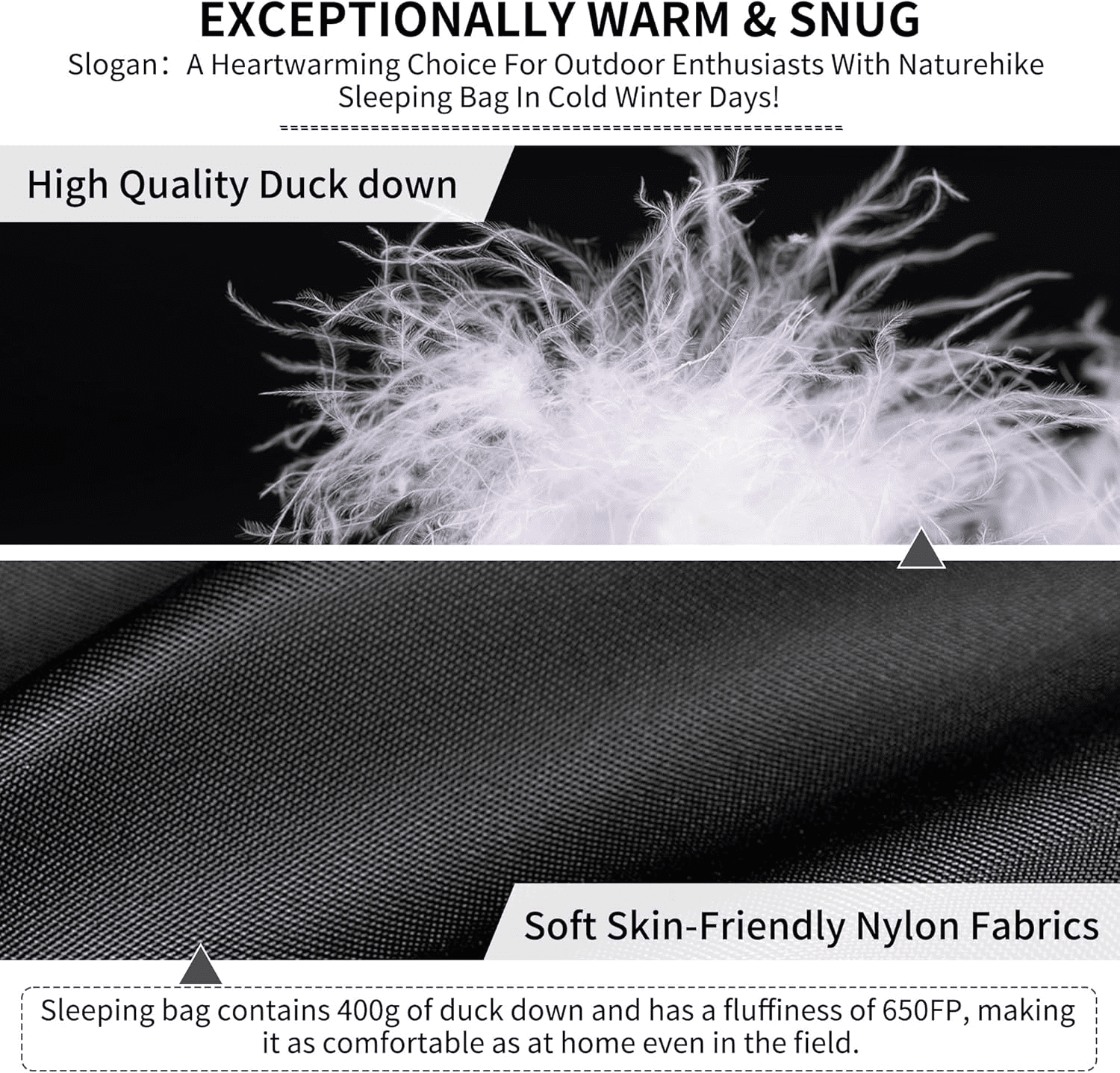 Naturehike Ultralight White Goose Down Sleeping Bag 750/550 Fill Power with Compression Sack