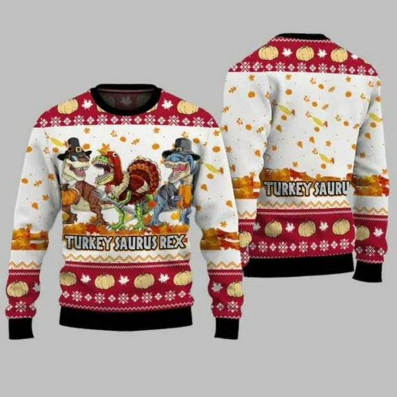 Turkey Saurus Rex 3D Christmas Sweater