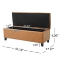 thumbnail image 4 of GZXS Modern Entryway Storage Bench with Safety Hinges, Brown PU Upholstered Ottoman Seating w/ Rubber Wood Legs - 51.18"L x 17.52"W x 18"H, 4 of 10