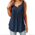 thumbnail image 1 of Womens Summer Sleeveless V Neck Solid Color Casual Swing Shirts Flowy Tank Tops Blouses with Buttons, 1 of 5