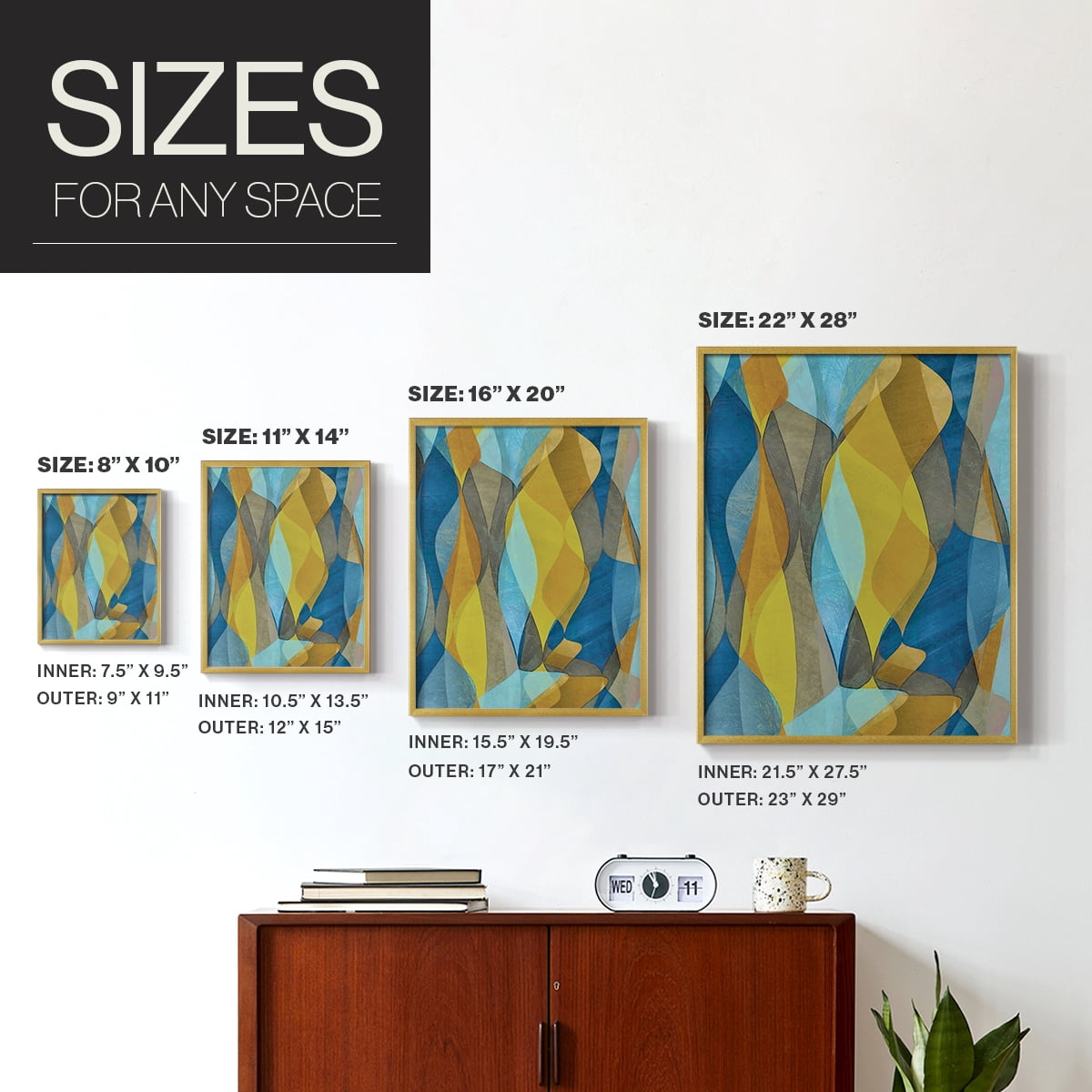 Colorful Cascade II Framed Print in Gold Solid Wood Framed Print No Nail Hanging