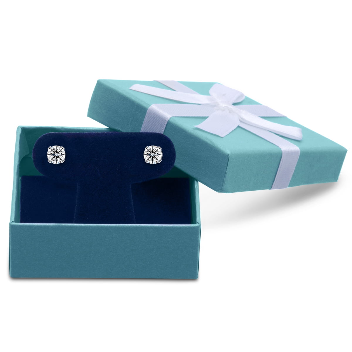 SuperJeweler 1 Carat Lab Grown Diamond Stud Earrings for Women in 14K White Gold