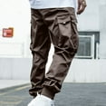 thumbnail image 3 of Wo-Fusoul Men's Elastic Waist Jogger Cargo Pants with Pockets & Drawstring, Summer Wear, 3 of 5