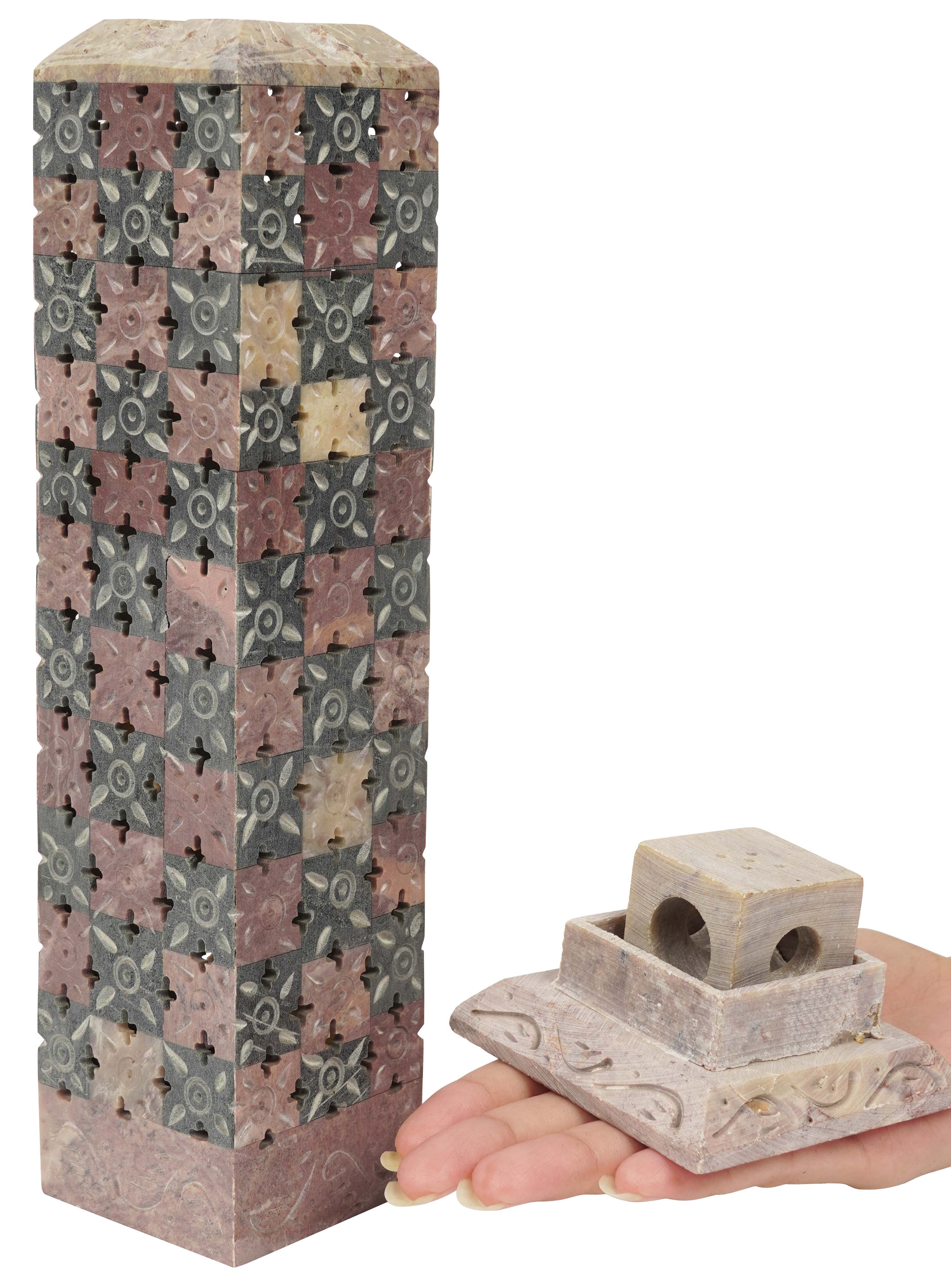 IBA Indianbeautifulart Handmade Stone Incense Stick Burner | Candle Stick Holder | Tea Light Burner , Perfect Floral Carving for Gifting- Decorative Home and Kitchen Decor (10x 2.2 Inches)