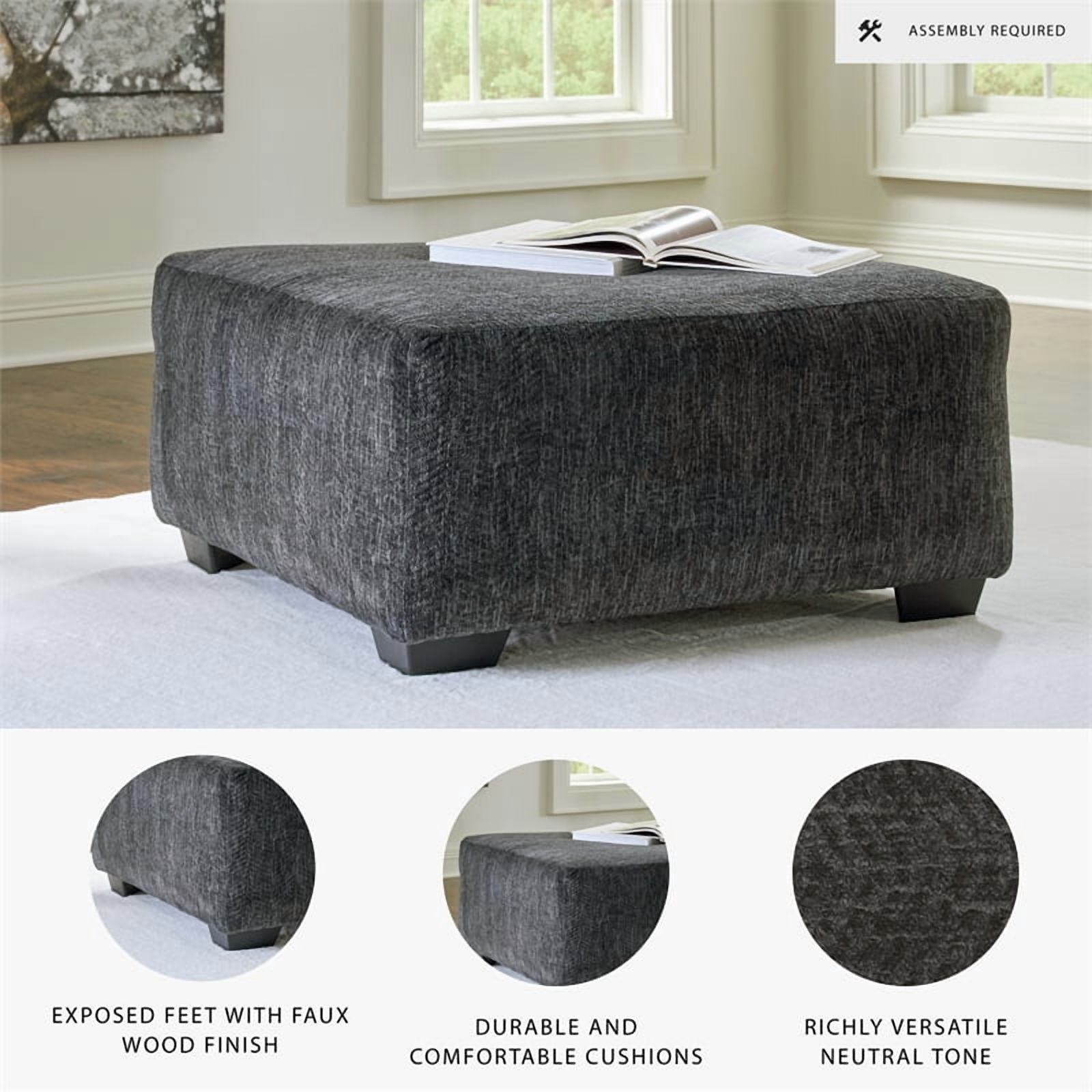 Signature Design by Ashley Biddeford Gray Oversized Accent Ottoman