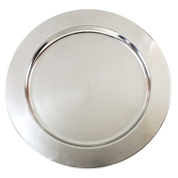 Ms Lovely Silver Stainless Steel Metal Charger Plates - Set of 4-13 inch