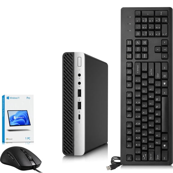 Restored HP G5 Mini Desktop PC, Intel Core i7-9700T Processor, Windows 11 Pro,16GB DDR4 RAM, 1TB SSD, Built-in Wi-Fi, Wireless Keyboard & Mouse, Home & Office Computer