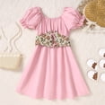 thumbnail image 4 of Girls' Renaissance Two Piece Dress Floral Cinch Belt Off Shoulder Puff Sleeve Flared A Line Skirt Vintage Cosplay for Girls 3-12Y, Halloween Costumes for Girls Pink 8 Years, 4 of 8