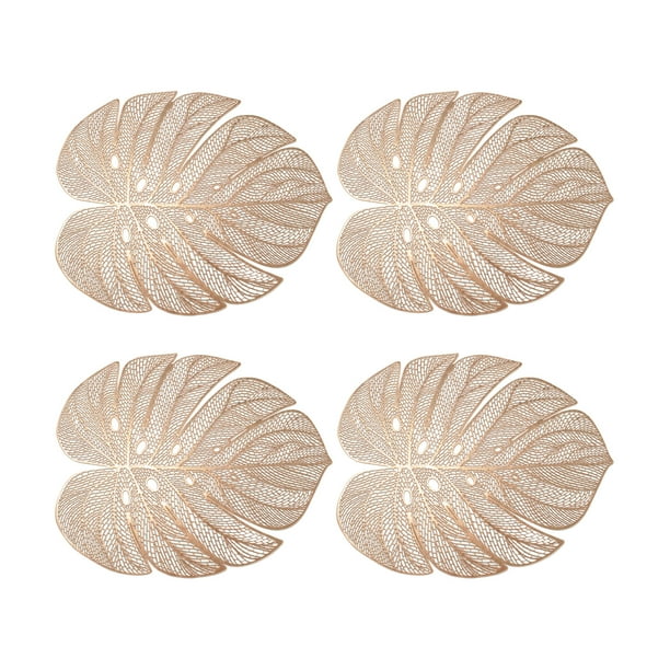 Bearachild 4x Tapetes De Comedor Con Decoraciones De Hojas Impermeables Y Resistentes Al Aceite Para Oficinas 3. Adecuados Para Hoteles Mostrada Oro rosa