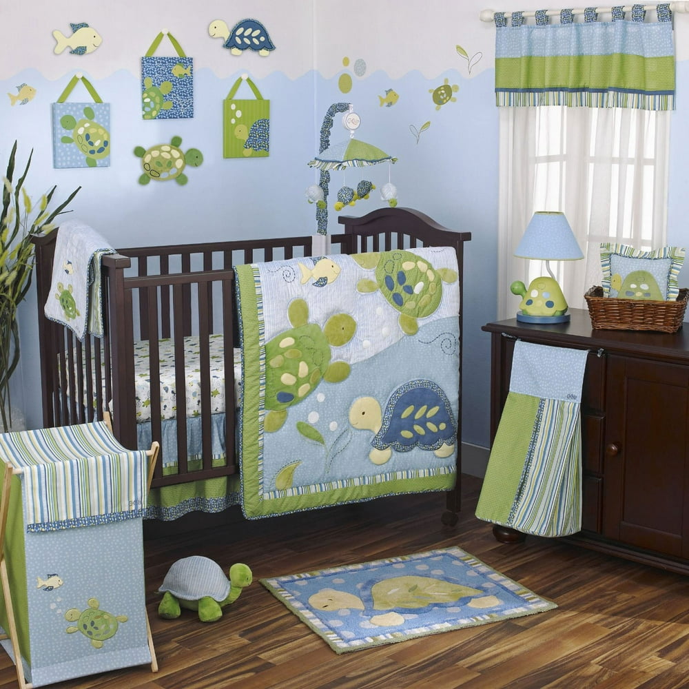 Cocalo 8 Piece Baby Crib Bedding Set Sea Green and Aqua