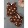 thumbnail image 2 of Seyurigaoka 2Pcs Lovely Baby Summer Shorts Set, Round Neck Sleeveless Rainbow Camisole + Elastic Waist Short Pants, 2 of 7