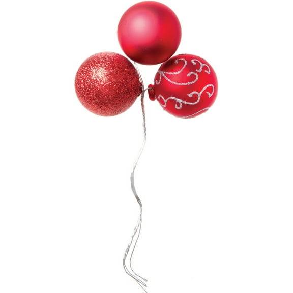 40mm Ornament X3 Pick-Red Swirl