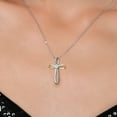 thumbnail image 3 of Gem Stone King 925 Silver and 10K Yellow Gold Sky Blue Aquamarine and White Lab Grown Diamond Pendant Necklace for Women | 0.38 Cttw | Gemstone March Birthstone | Round 4MM | With 18 inch Chain, 3 of 6