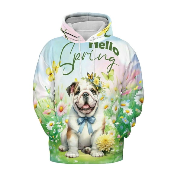 Bulldog Hello Spring Time Flower Floral Nature All Over Print 3D Hoodie Unisex Merch Hoodies Dog Lover Gifts Idea - 02031