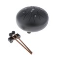 thumbnail image 2 of Tambor de Lengüeta de material acero de 6 Pulgadas, Tambor Artesanal de 8 Notas con Mazos de Tambor Acolchado, Sonido Maravillosamente Terminado Y Negro CUTICAT Tambor de lengüeta de acero, 2 of 8