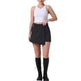 thumbnail image 2 of Pantalones cortos de mezclilla para mujer Inspire Chic, cargo, de imitación envolvente, de cintura alta, mini shorts de mezclilla, color negro, 2 of 6