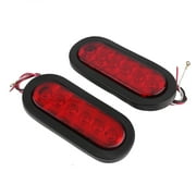 CNMODLE 2PCS Universal Sealed Waterproof Oval Red 6LEDs Stop Brake Turn Signal Tail Light Surface Mounted For Trailer Truck