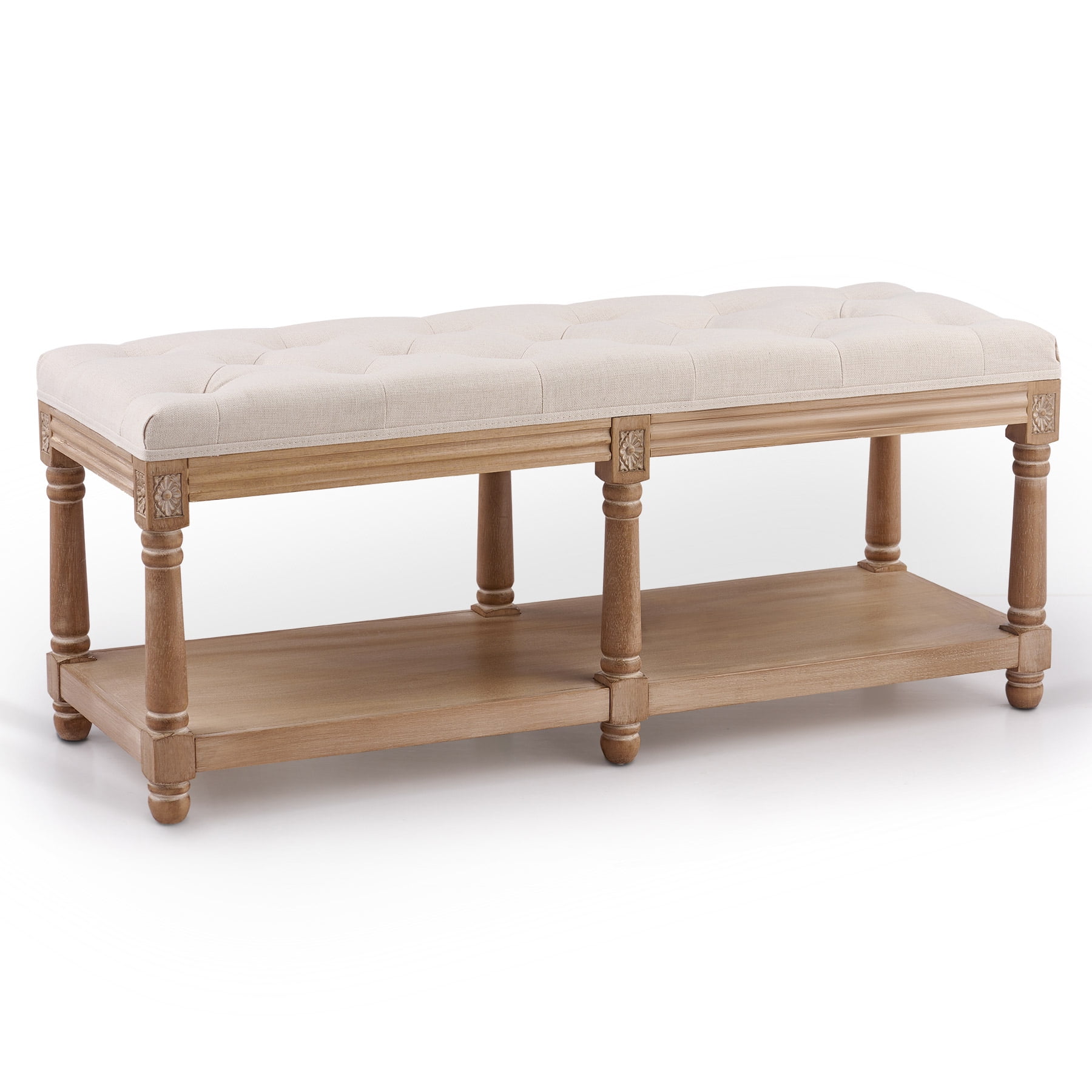 Vintage Ottoman Bench with Storage 45" Piano Bedroom Foyer Entryway