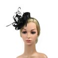 thumbnail image 2 of Feather Flower Headband Decor,Bridal Tiara Satin Feather Hair Accessories Mesh Head Flower Stage Party Hairpin Hat (Black), 2 of 9