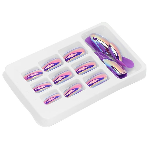 Uñas postizas, 24 piezas de uñas postizas de moda, uñas postizas a presión, uñas postizas artificiales, elegantes y modernas
