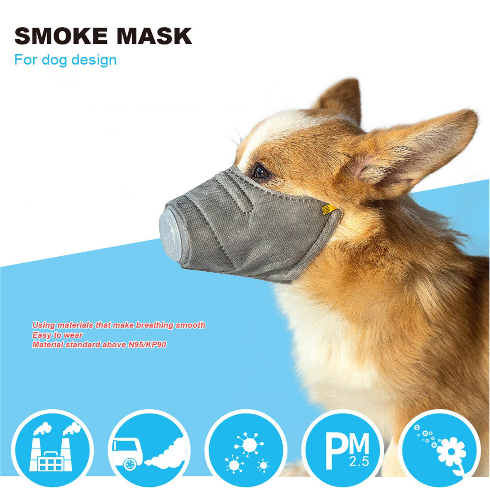 WMYBD Clearence Adjust Dog Respirator Muzzle Breathable Dog Protective