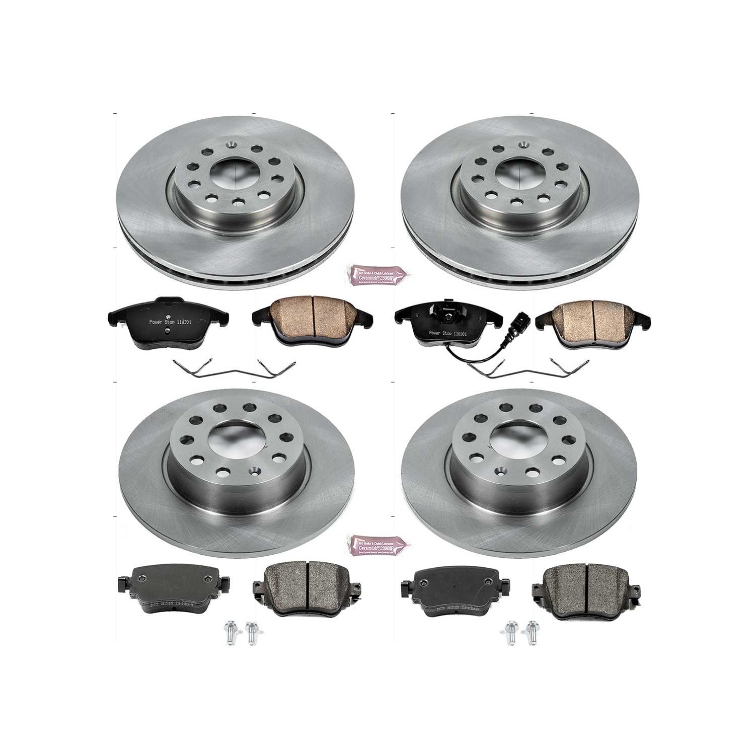 PowerStop Front and Rear Stock Replacement Brake Pad and Rotor Kit Fits: VOLKSWAGEN Select Models KOE7501