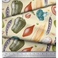 thumbnail image 2 of Soimoi Yellow polyester Crepe Fabric Mixed Vegetable Printed Fabric 1 Yard 42 Inch Wide, 2 of 3