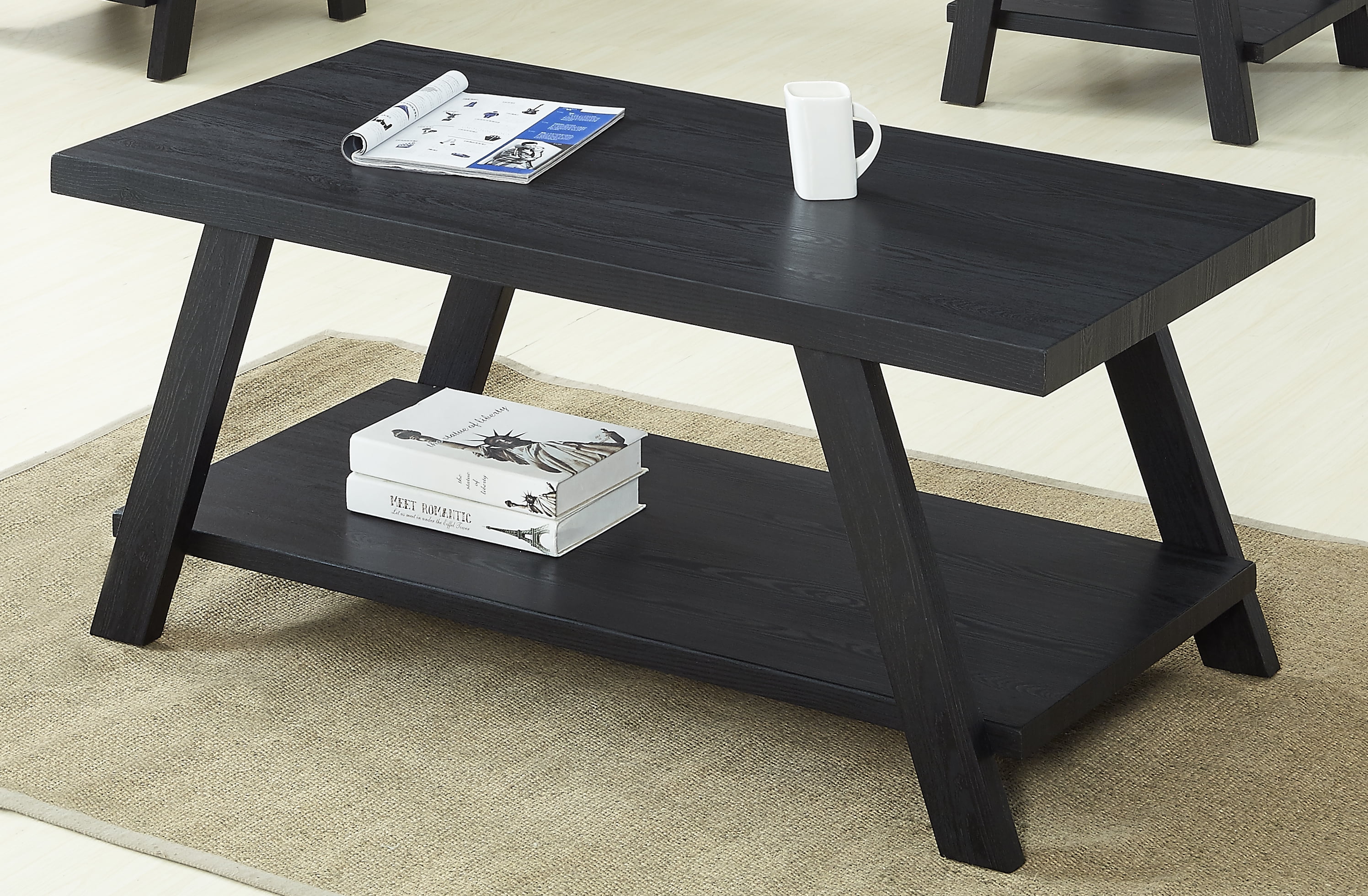 Athens Contemporary Wood Shelf Coffee Table
