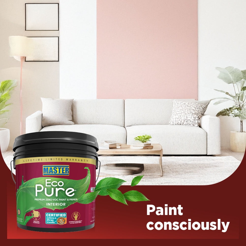 Master Eco Pure Premium Zero VOC Paint and Primer White, Flat Interior Paint, 3 Gallon