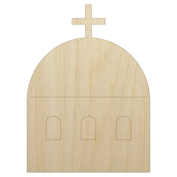 Greece Greek Symbol Church Dome Wood Shape Unfinished Piece Cutout Craft DIY Projects - 4.70 Inch Size - 1/4 Inch Thick