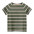 thumbnail image 5 of CYRBOKO Toddler Boys T-shirts, Summer Crewneck Striped Short Sleeve Tops Green Size 4-5T, 5 of 9