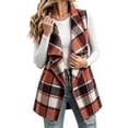 thumbnail image 2 of Women's Casual Oversized Plaid Vest Large Lapel Sleeveless Open Front Cardigan Vest, 2 of 7